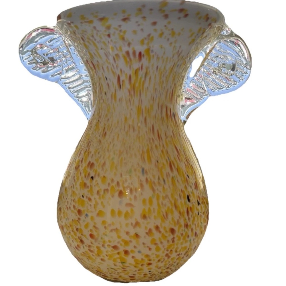Art Glass Yellow Speckled Handblown Vase